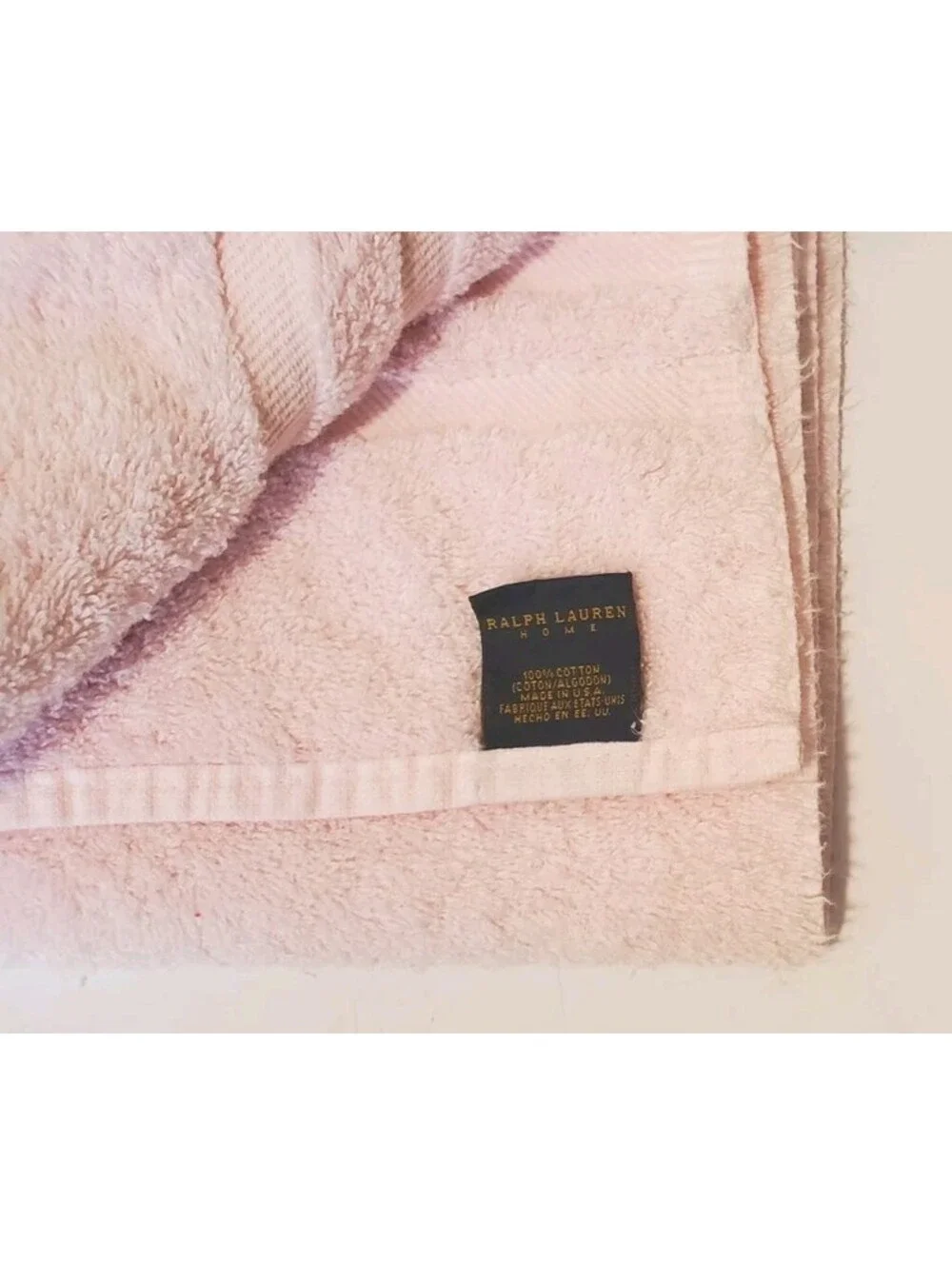 Vintage Polo Ralph Lauren Pink Bath Towel Blue Pony Logo 45x27